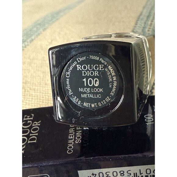 NIB DIOR Rouge Dior Lipstick 100 Nude Look Metallic - Picture 5 of 5